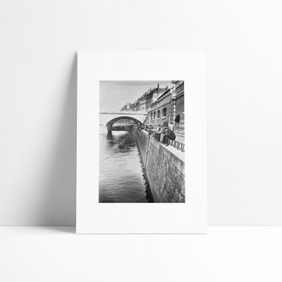 Póster 30x40 cm - París - pescadores en el Sena