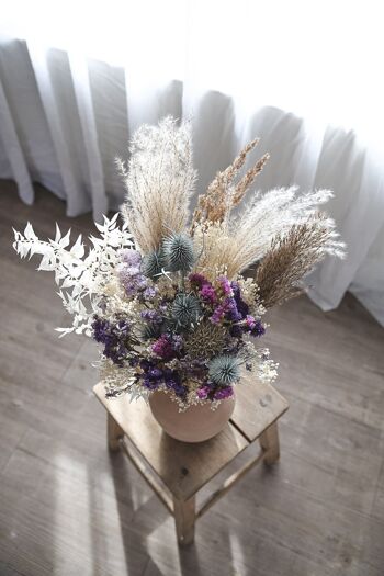 Grand bouquet de fleurs séchées violet, bleu, ivoire collection "esprit champêtre" n° 8 2