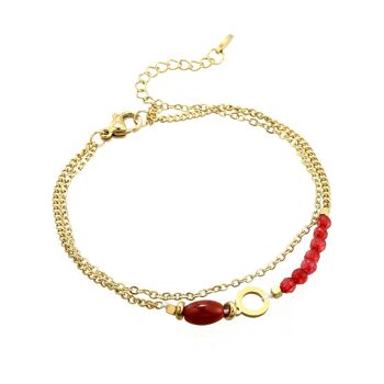 Bracelet Ulyssa en acier doré rouge 1