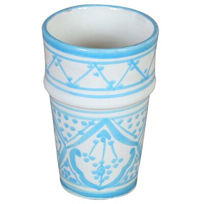 Taza de cerámica marroquí Sakina Azul Blanco taza pintada a mano de Marruecos