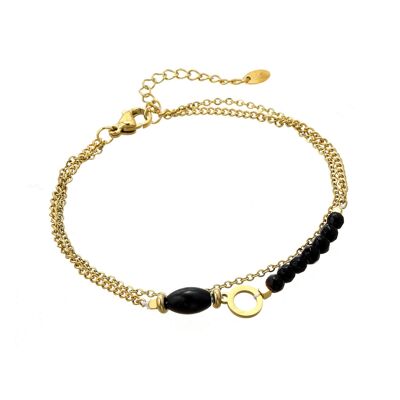 Brazalete Ulyssa en acero dorado negro