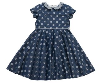 Robe marguerite en denim et jacquard argent Audrey 3