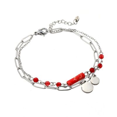 Bracelet Ulrica en acier inoxydable rouge