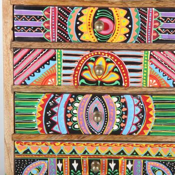 Boîte à bijoux orientale Indica en bois de manguier Mini commode africaine peinte à la main 6