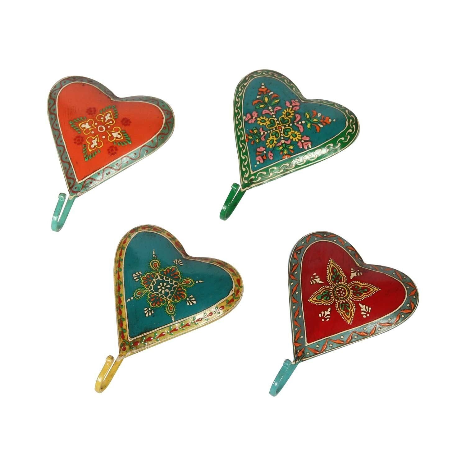 Set di 4 ganci appendiabiti in metallo dipinto a mano | Ganci boho chic colorati