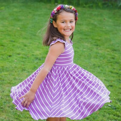 Emily lavender jersey pull-on stripe dress