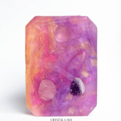 Triangolo d'oro - Sapone con quarzo ametista, quarzo rosa e cristallo di rocca