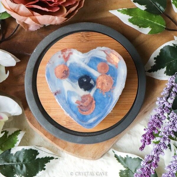 Zen - Jabón de corazón de piedras preciosas de obsidiana de copo de nieve