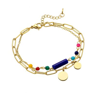 Pulsera Ulrica en acero dorado multicolor