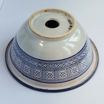 Lavabo marocain en céramique Fes102 bleu blanc vasque ronde Ø 35cm du Maroc 8