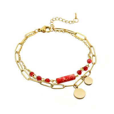 Bracelet Ulrica en acier doré rouge