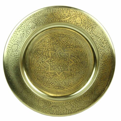 Orientalisches Teetablett Nermin 30 cm rund in Gold Tablett marokkanischer Stil