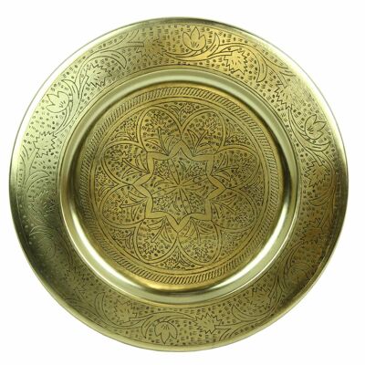 Plateau à thé oriental Nermin 30 cm rond en or plateau style marocain