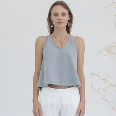 Sleeveless top, Mar model, light blue color