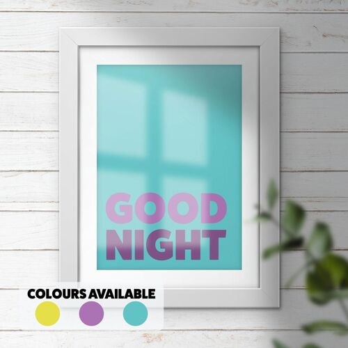 Goodnight bedroom typography print