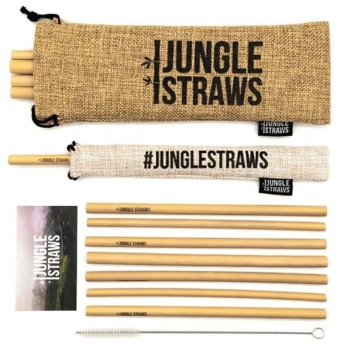 Bamboo Drinking Straws - Reusable Straw Set - 12 Straws