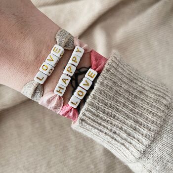 Bracelet ruban a personnaliser / lettres dorees