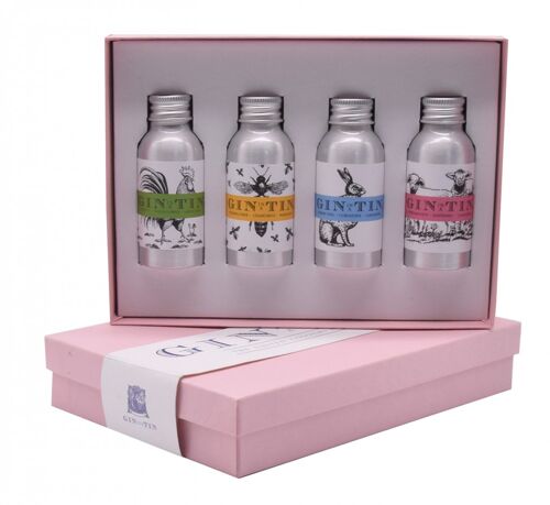 The animal gin tin in a pink gift box set