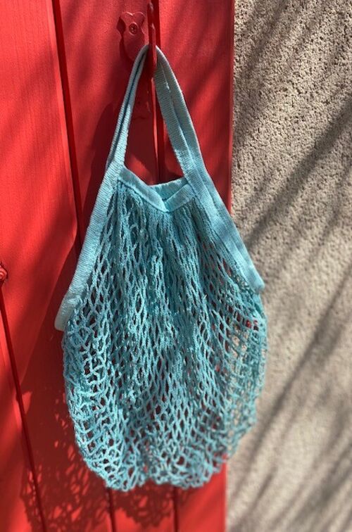 Sac filet coton turquoise