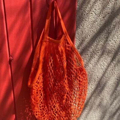 Orangefarbene Netztasche aus Baumwolle