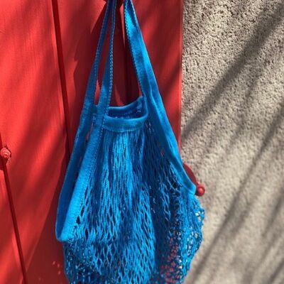 Borsa in rete di cotone blu