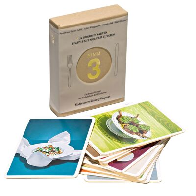 Llévate de 3 a 24 tarjetas gourmet. Recetas con solo tres ingredientes frescos