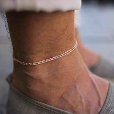Cord anklet with clasp - Retro with golden clasp