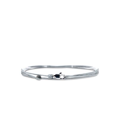 Bracelet de cheville cordon avec fermoir - Gris avec fermoir argent