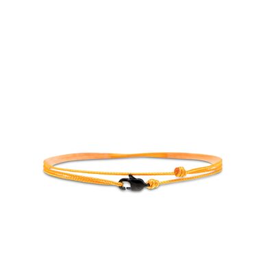 Cord anklet with clasp - Orange with black clasp