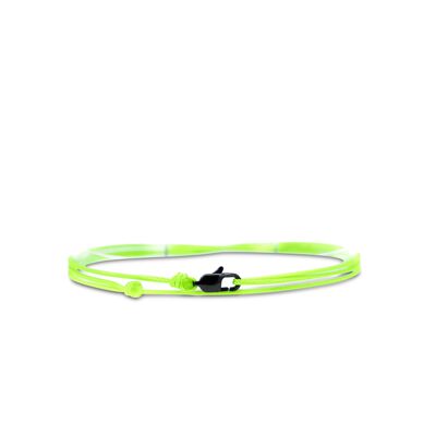 Cord anklet with clasp - Neon green with black clasp