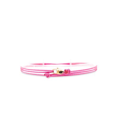 Cord anklet with clasp - Pink with golden clasp