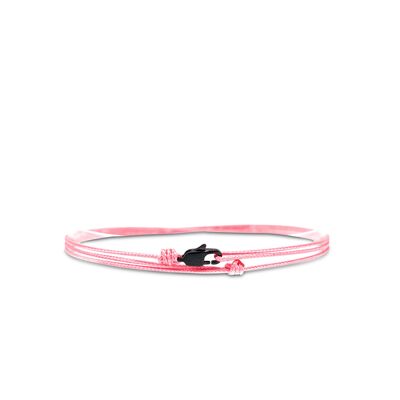 Cord bracelet with clasp - Pink with black clasp