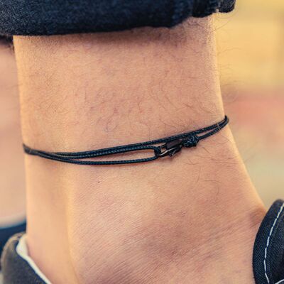 Cord anklet with clasp - Black anklet with black clasp