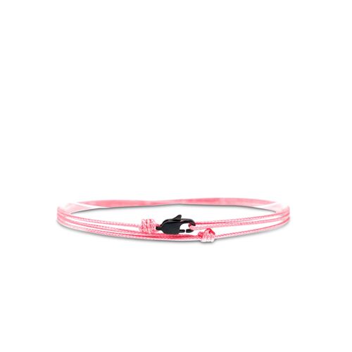 Cord anklet with clasp - Pink with black clasp