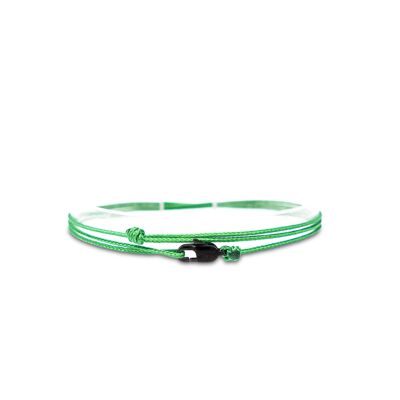 Cord anklet with clasp - Green with black clasp