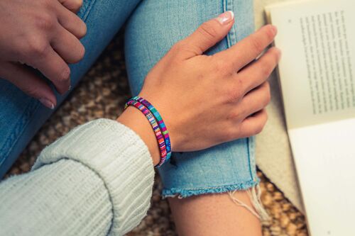 2x Boho Surfer Bracelets - Turquoise + Pink