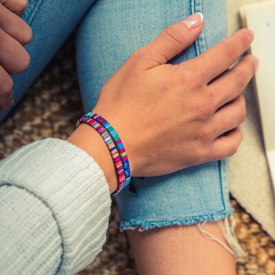 2x Boho Surfer Bracelets - Turquoise + Pink