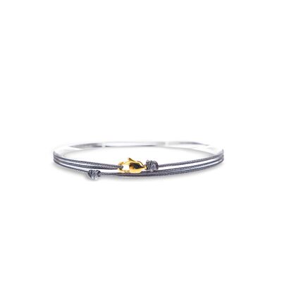 Cord bracelet with Clasp - Grey with golden clasp