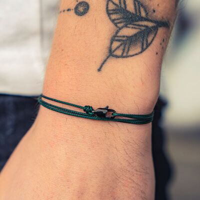 Bracelet cordon avec fermoir - Vert émeraude avec fermoir noir