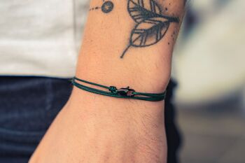 Bracelet cordon avec fermoir - Vert émeraude avec fermoir noir 1