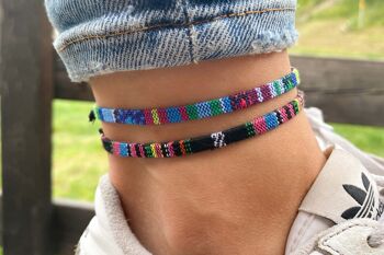 Pack Bracelets de Cheville - Turquoise & Noir/Rose 1