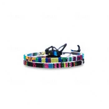 Pack Bracelets de Cheville - Turquoise & Noir/Rose 2