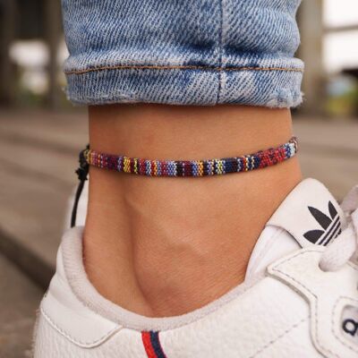 Boho Surfer Anklet Flat - Dark Multi Color