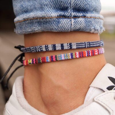 Anklet Pack - Blue/White & Pink