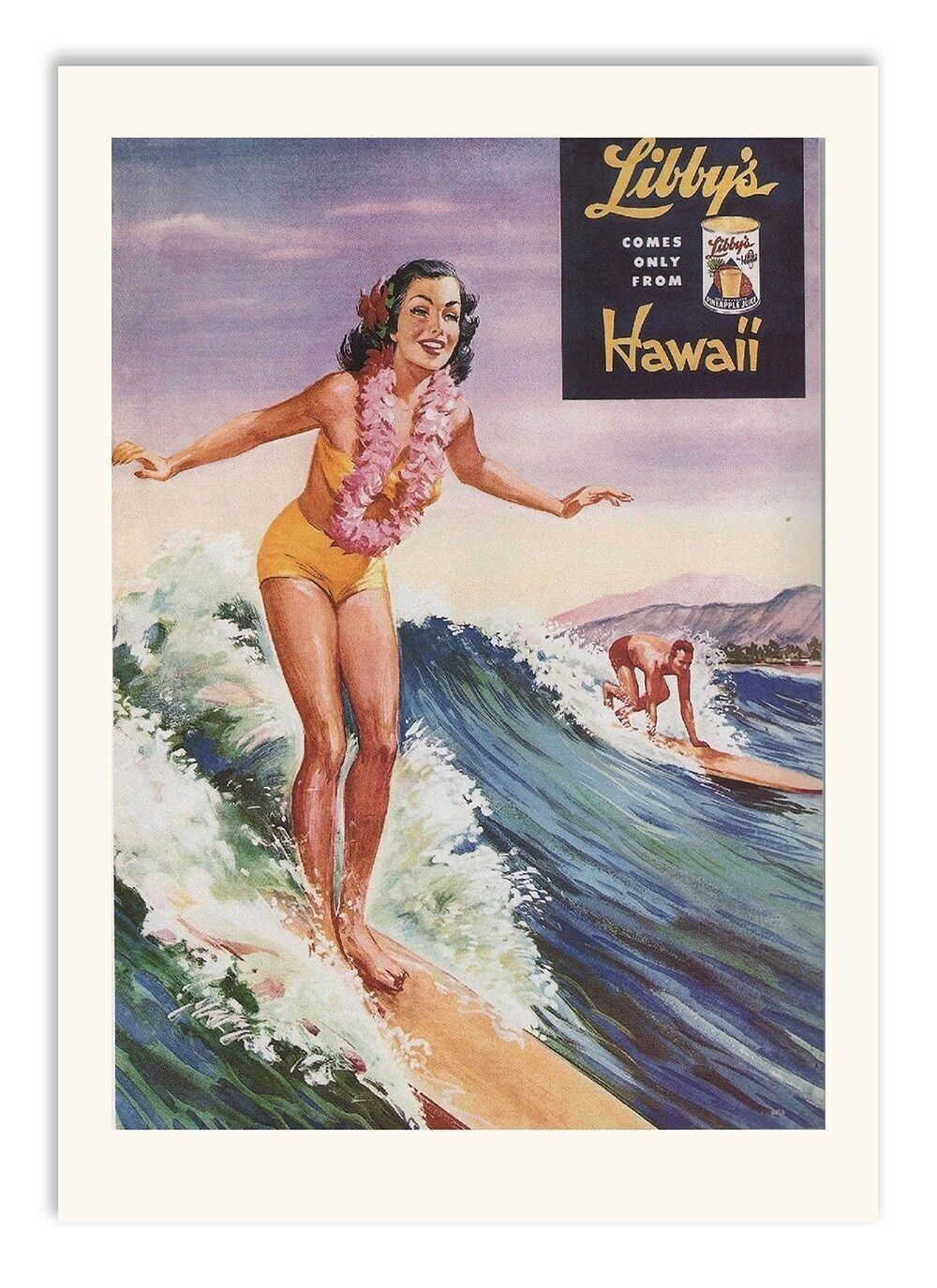 Postkarten-Vintages surfendes Hawaii - Reise