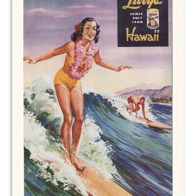 Postcard Vintage Surfing Hawaii - Travel