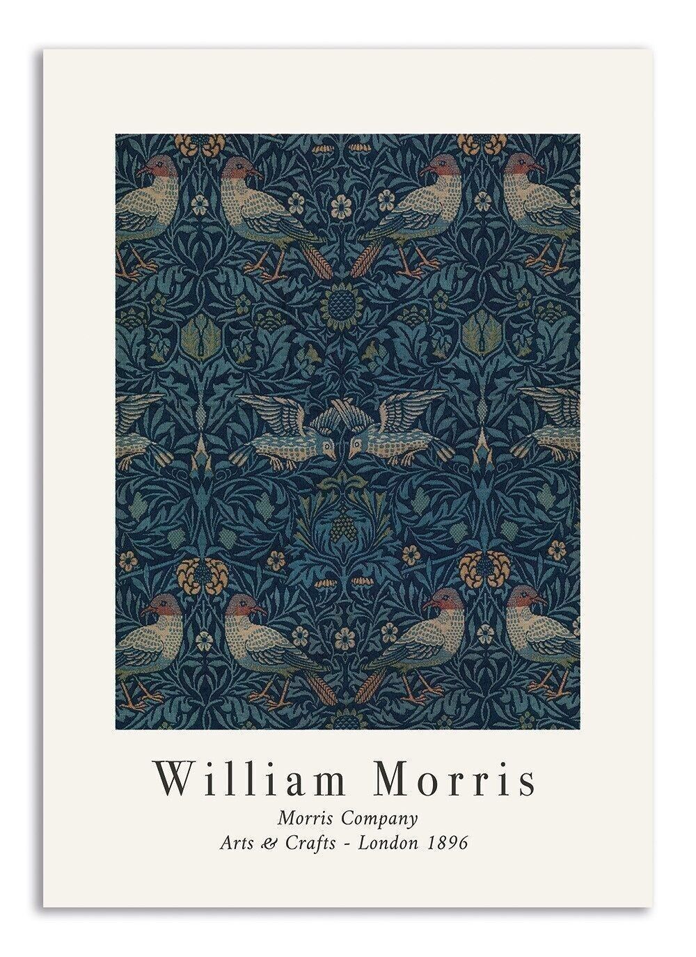 Grußkarte William Morris - Blaue Vögel