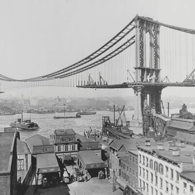 Postcard Manhattan Bridge Construction