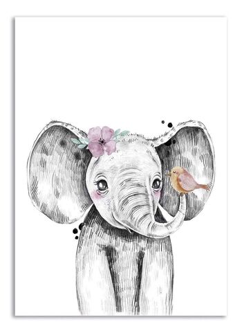 Carte Anniversaire Enfant - Animaux - Éléphant 1