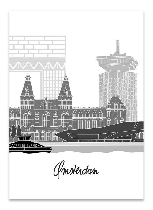 Postcard Cityscape Amsterdam - Skyline